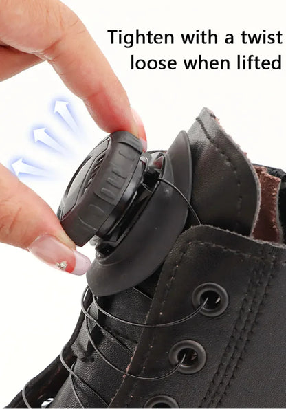 Round No-Tie Shoe Laces – Large Swivel Buckle Automatic Laces for Sneakers & Boots, Unisex Shoe Accessories