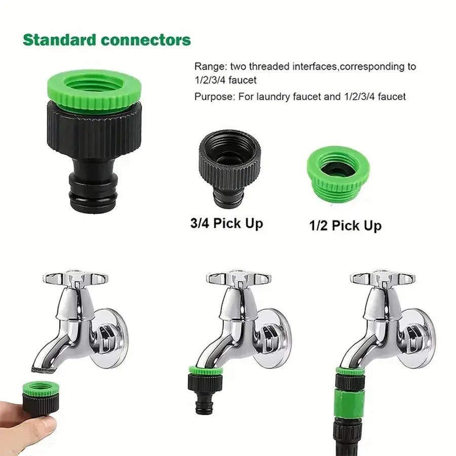 25FT–200FT Expandable Garden Hose – Lightweight Durable Watering Tool with 7-Function Spray Gun