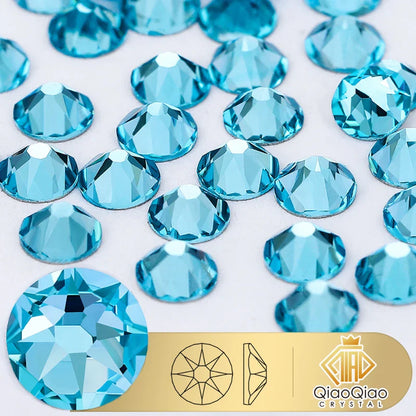QIAO 2088 Crystal Nail Art Rhinestones — Flat Back Non-Hotfix Strass for DIY Nail Decorations (8 Big + 8 Small)