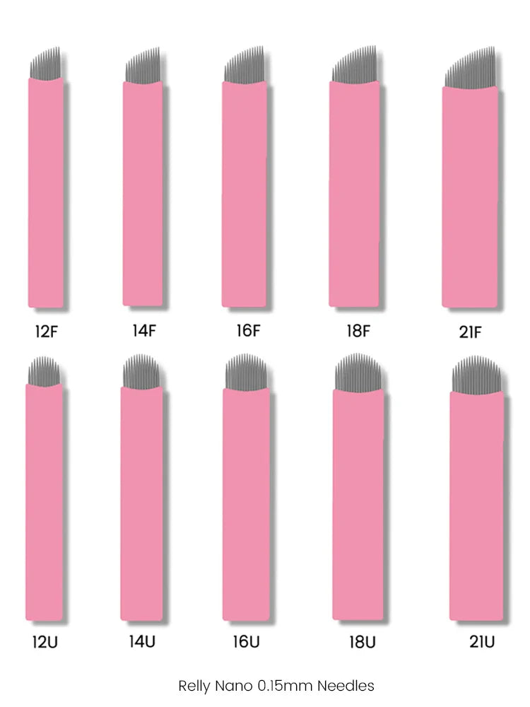0.15mm Microblading Nano Blades — U-Shape Tebori Tattoo Needles for Permanent Makeup Eyebrow Pen