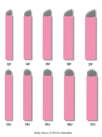 0.15mm Microblading Nano Blades — U-Shape Tebori Tattoo Needles for Permanent Makeup Eyebrow Pen