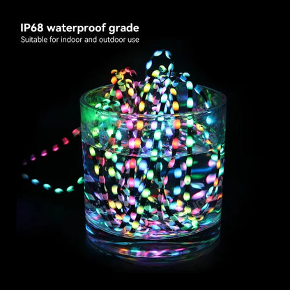 WS2811 RGB Pixel String Lights - DC12V 3-Pin Addressable IP68 Fairy Lights for Room, Ramadan & Outdoor Decor