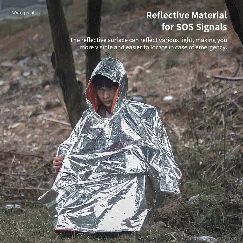 Outdoor Multifunction Raincoat - Waterproof Camping Raincoat & Reflective Emergency Survival Gear