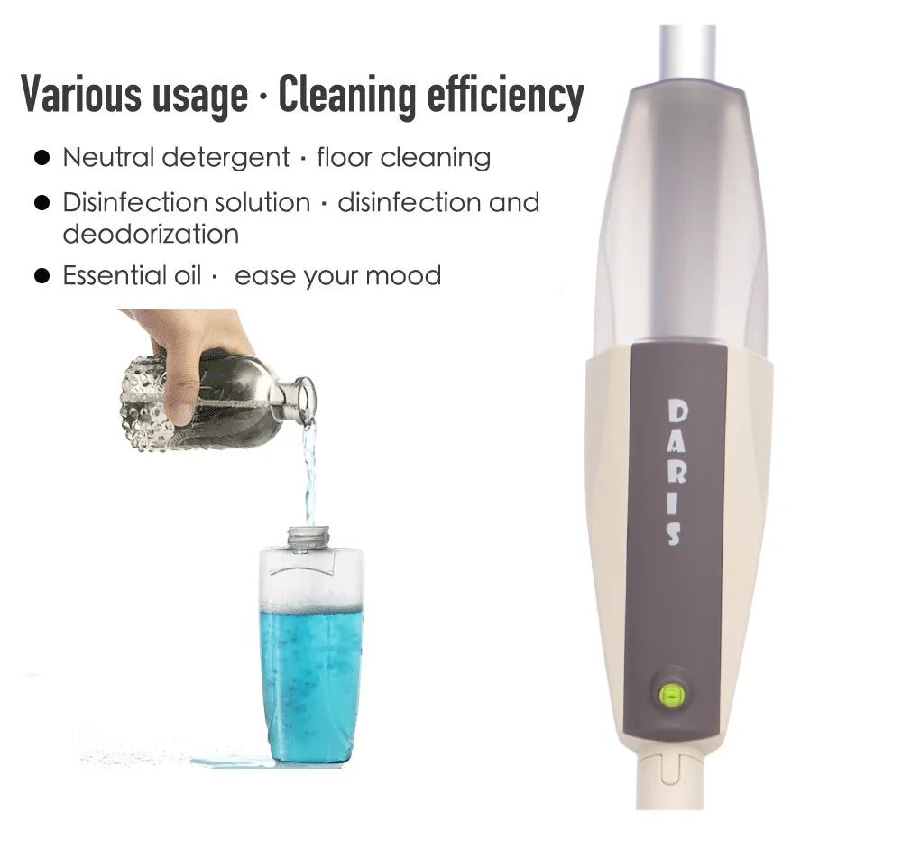 Spray Mop Broom Set — Magic Flat Mop with Rotating Head, Reusable Microfiber Pads for Home Floor Cleaning