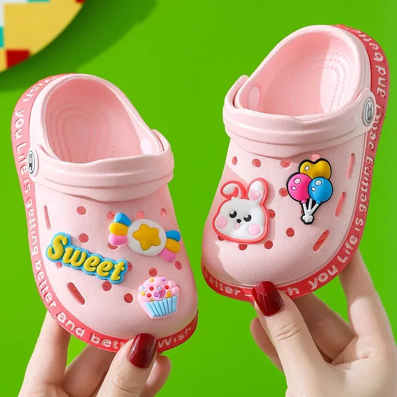 Summer Kids Garden Clogs – Lightweight Breathable Cartoon Slip-On Sandals for Boys & Girls, Baby Beach Slippers