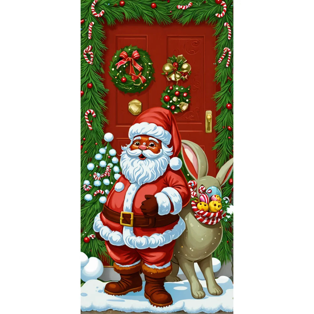 Christmas Fabric Door Banner – Merry Christmas Hanging Background for Photo Booth, Xmas Decor & Photography Props