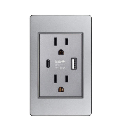 US Plug with USB Type-C Charging Port – 5V 2.1A, Household Electrical Wall Outlet for America & Mexico, 118x72mm PC Panel