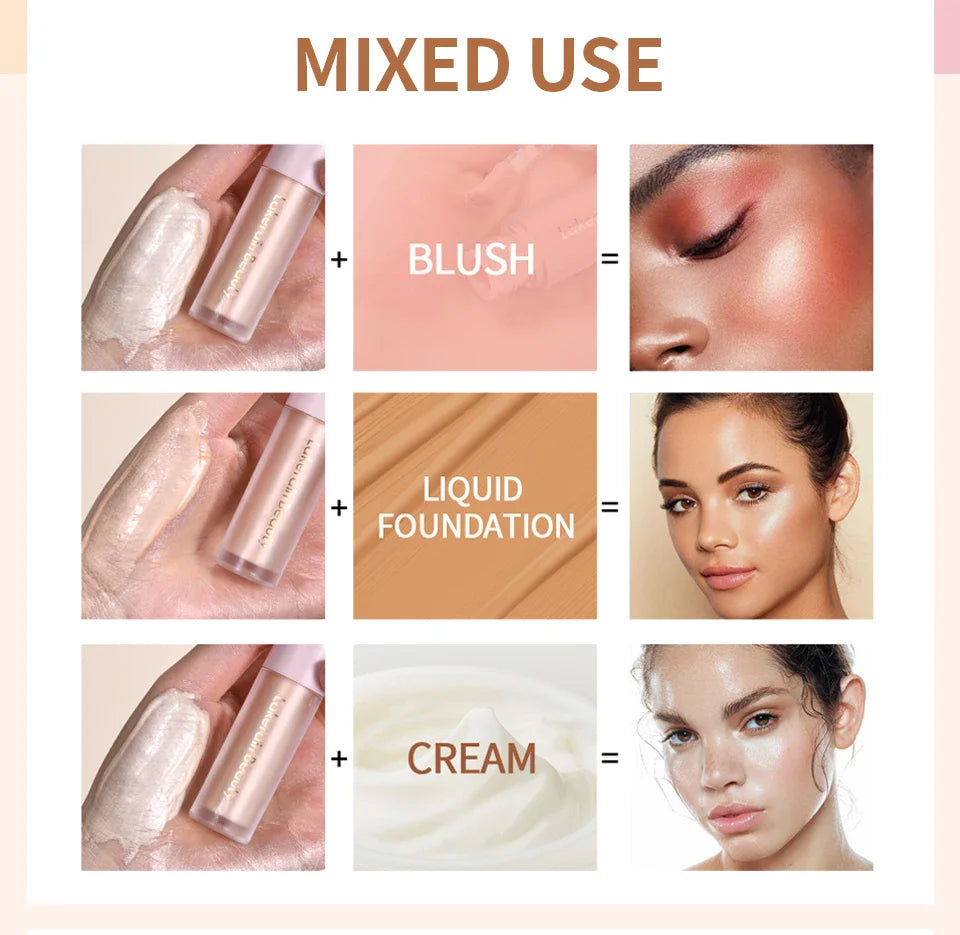 4-Color Liquid Face Highlighter — Bronzer & Contour Shimmer Makeup