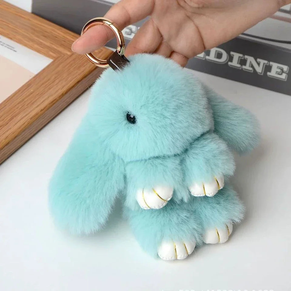 15cm Rabbit Fur Keychain - Cute Bag Charm, Car Pendant and Gift Accessory