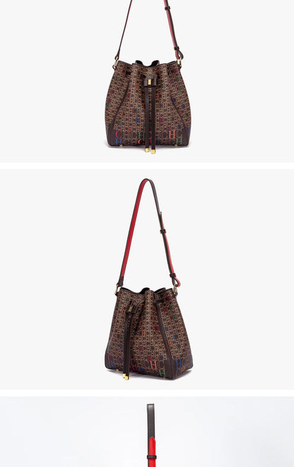 Luxury Women’s Bucket Handbag — Classic Designer Shoulder Bag with Fashion Print, Stylish Wallet for Women