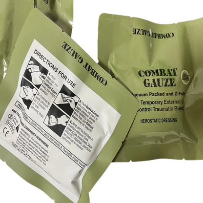 Kaolin Gauze Z-Fold Hemostatic Dressing – Combat Emergency Wound Care for IFAK, Tactical & Military First Aid Kits