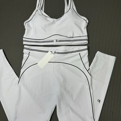 2025 Women’s Summer Two-Piece Set – Letter Print Long Pants & Casual Yoga Sportswear