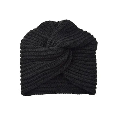 Women's Knitted Turban Hat - Bohemian Cashmere Cross Wrap Indian Wool Bonnet Cap