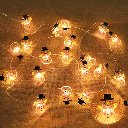 2M 20LED Santa Claus & Snowflake Light String – Christmas Decoration for Home, Xmas Tree, Kids Gift, and New Year 2025