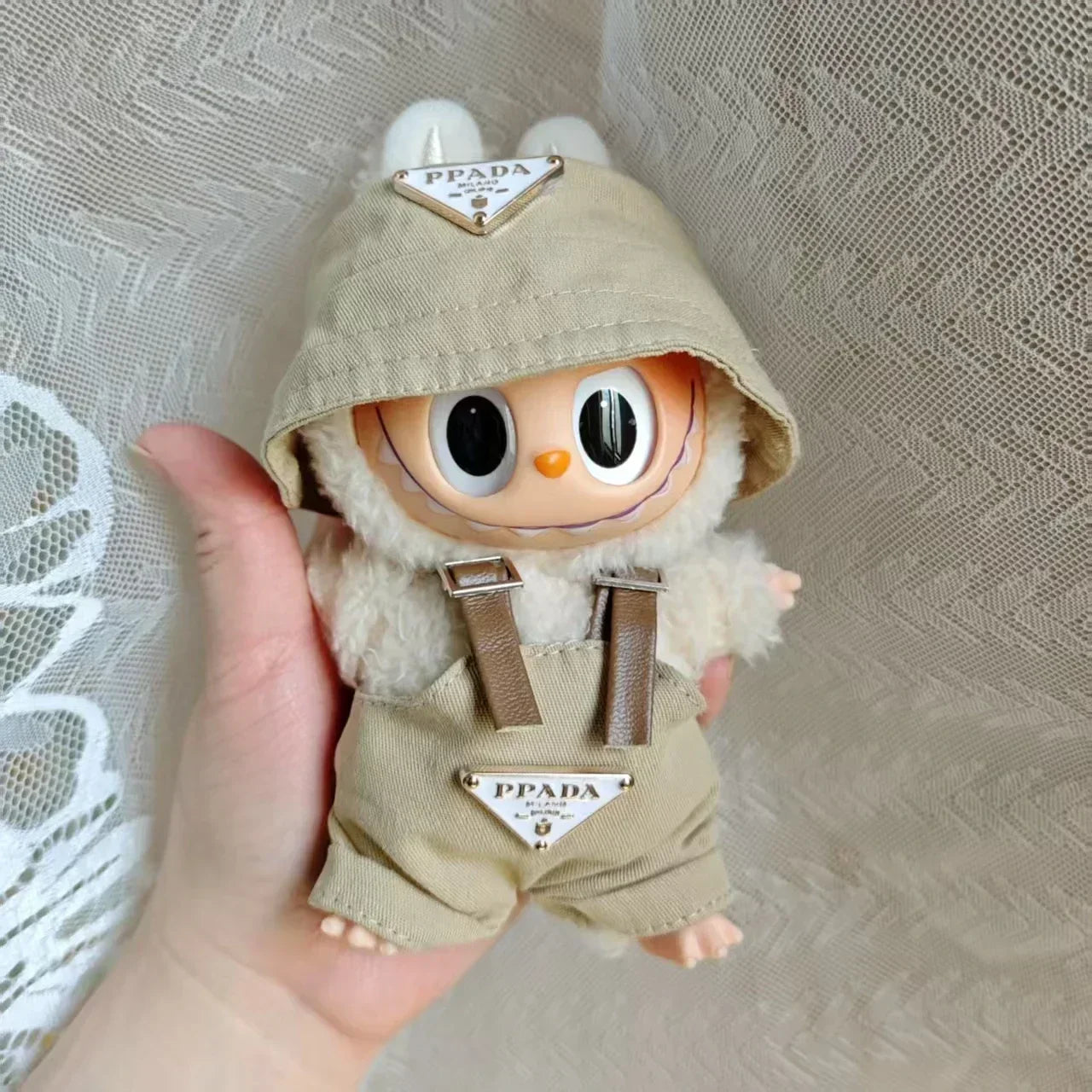 17cm Labubu II Mini Doll Clothes Set – Outfit, Hat, Bag & Shoes Accessories for Sitting Party Play