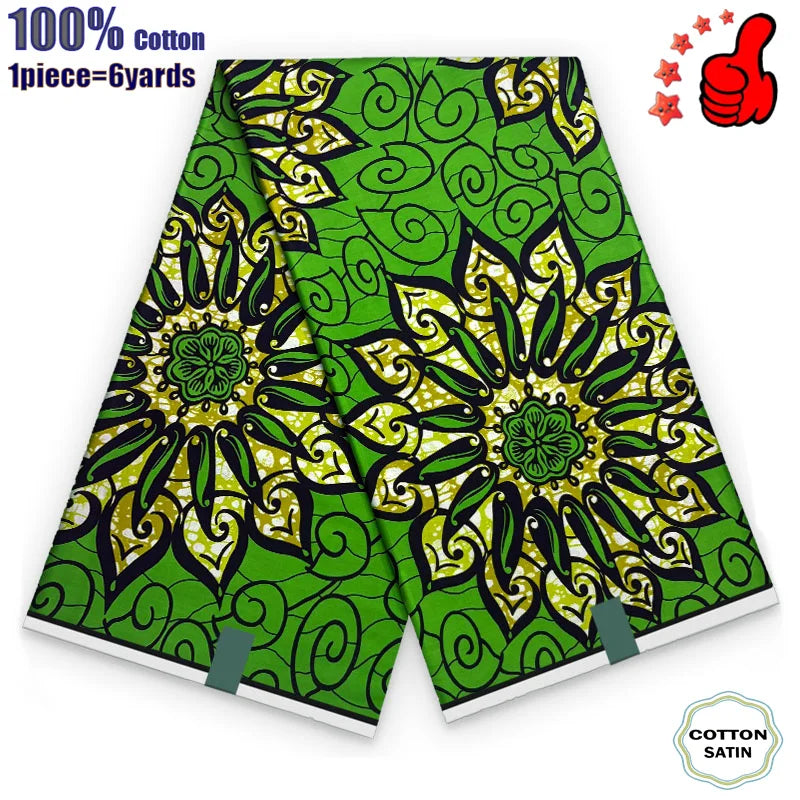 African Real Wax Print Fabric - 100% Cotton Ghana Nigeria Style Ankara Batik Sewing Material