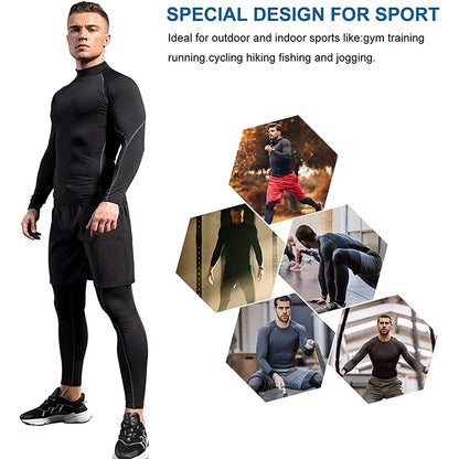 Men's Quick Dry Long Sleeve Compression Sport T-shirt - Bodybuilding Running Shirt for Gym Fitness, Tight Rashguard