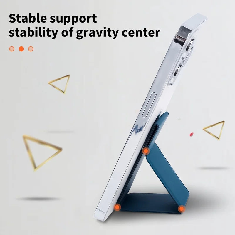 Desktop Folding Phone Stand with Ring – Push-Pull Adhesive Holder Solid Color Lazy Mount
