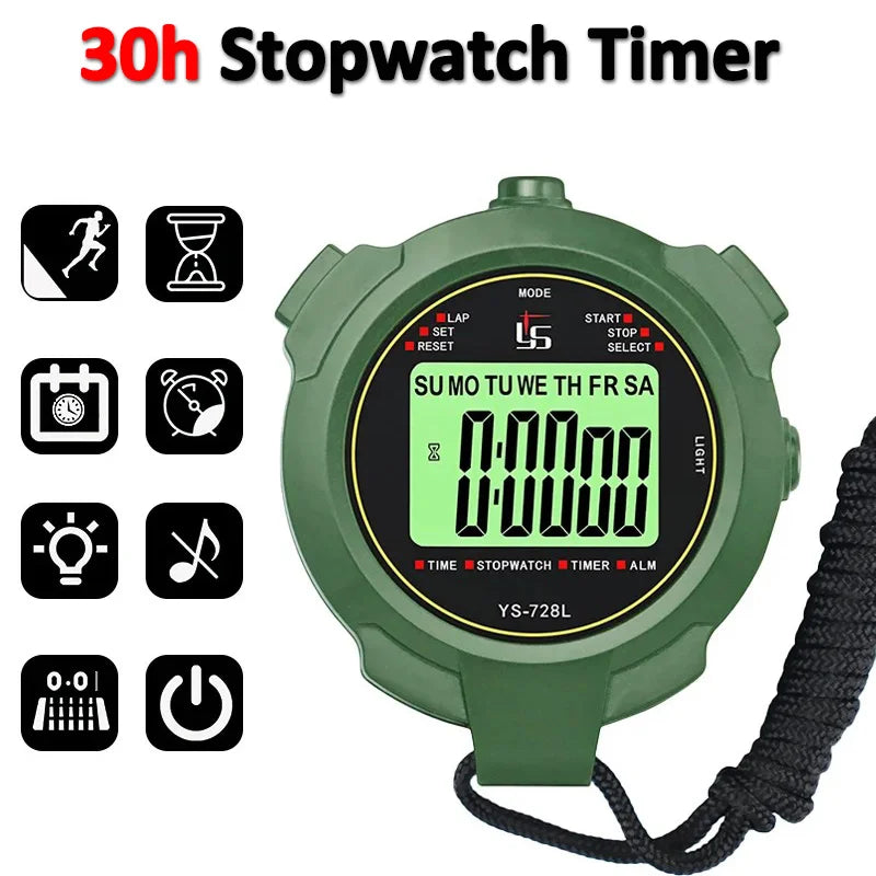 30h Chronometer Handheld Pocket Stopwatch – 0.01s Accuracy Digital Sport Timer with LCD for Professional Use