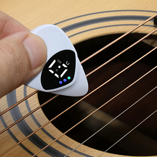 Portable Guitar Pick & Tuner Combo - 2 in 1 Functionality with Pick, Folk Guitar & Ukulele Tuner, 12-Tone Equal Temperament