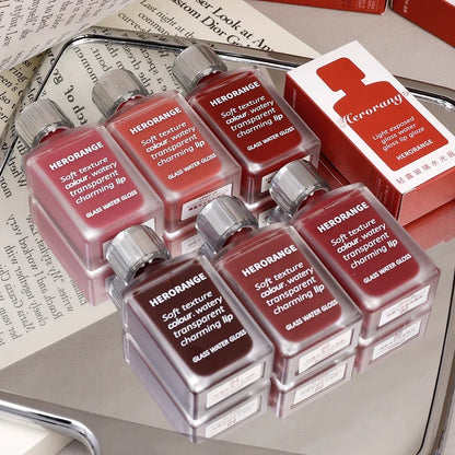 6-Color Water Mirror Gloss Lip Glaze – Long-Lasting, Hydrating, Moisturizing Liquid Lipstick