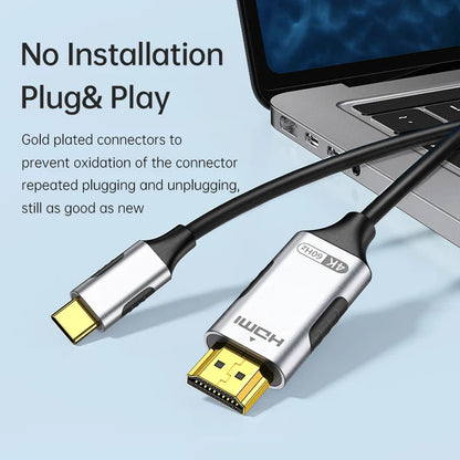 USB-C to HDMI Cable – 8K@60Hz, 4K@120Hz Type-C to HDMI Adapter for MacBook Air, iPad, HDTV, TV Converter