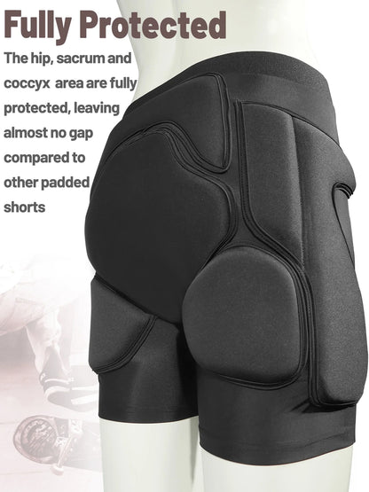 AVIVOR Protective Padded Shorts for Snowboarding, Skating & Skiing – Full Hip, Butt & Tailbone Protection