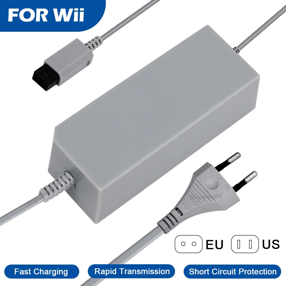 Nintend Wii AC Adapter 100-240V 12V 3.7A – EU/US Plug Wall Charger Power Supply