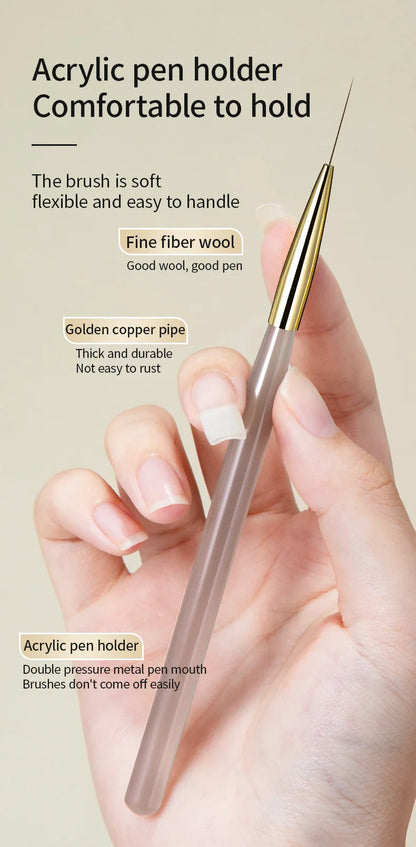 RSNAIL Nail Art Liner Brushes — 18mm Slender Long Line Painting Pen for French Stripe Nail Art, UV Gel DIY Manicure Tool