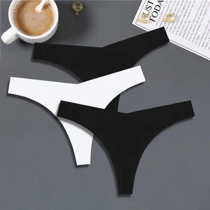 FINETOO 3PCS Women’s Ice Silk Seamless V-Waist Thongs — Low Rise Sport Panties, 10 Solid Colors, Breathable G-String