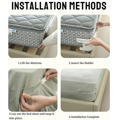 Universal Bedsheet Corner Clips – Invisible Tighteners with Heavy-Duty Mattress Straps and Sheet Lock Holders