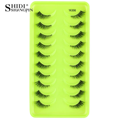 SHIDISHANGPIN 5/10 Pairs Cat Eye False Lashes – 3D Mink Half Lashes, Eyelash Extensions for Natural Makeup, Faux Cils Maquiagem