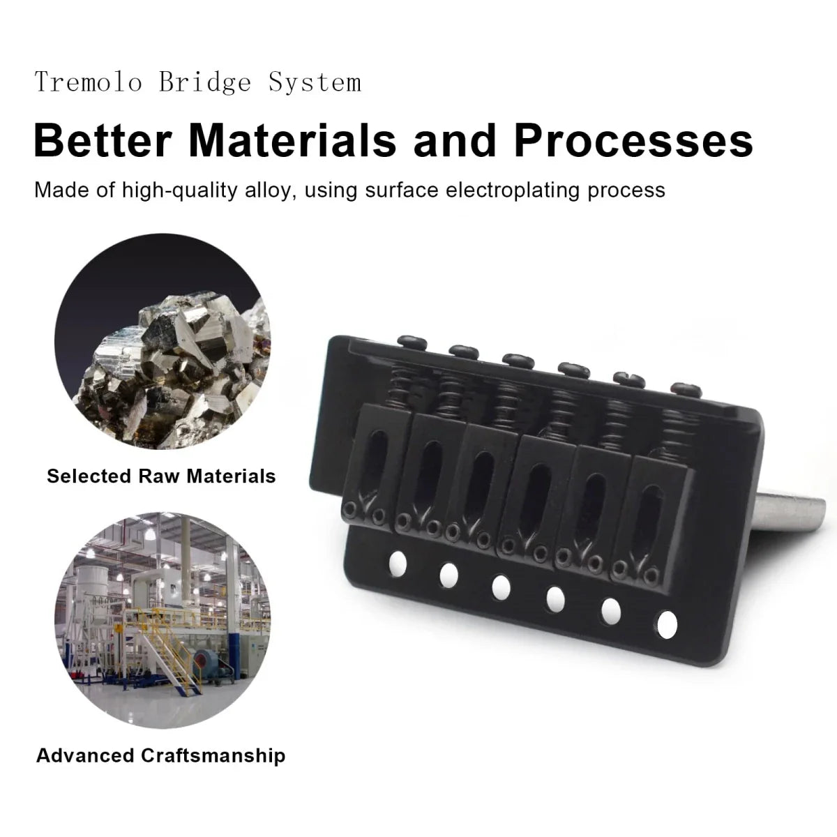 Miwayer 52.5mm Guitar Tremolo Bridge — Vintage Steel Saddle Block Set for Fender Strat & Squier Electric Guitars, Chrome