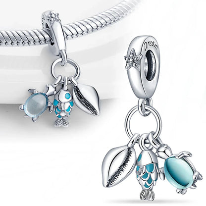 Chameleon Luminous Firefly & Butterfly Silver-Plated Charms - 925 Silver for DIY Bracelet Jewelry Making