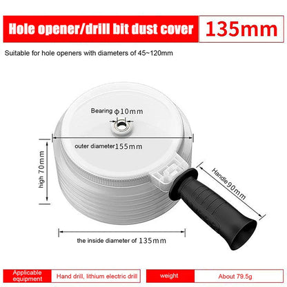 135/155mm Electric Hammer Drill Dust Collector Cover — Dustproof Hole Opener & Drill Bit Protection Hand Tool