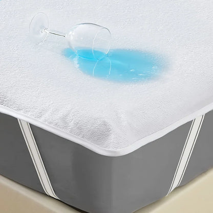 Waterproof Terry Cloth Mattress Protector - Soft Breathable Knitted Fitted Bed Cover Skin-Friendly Design