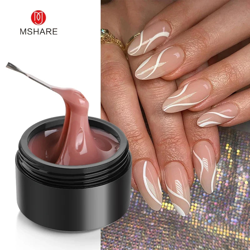 MSHARE 50ml Builder Nail Gel - HEMA & TPO Free Self-Leveling UV LED Gel for Nail Extensions and Sculpting