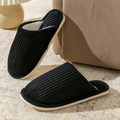 Men’s Winter Plush Slippers – Soft Non-Slip Indoor Shoes with Flat Heel, Comfortable Bedroom Slippers for Autumn & Home Use