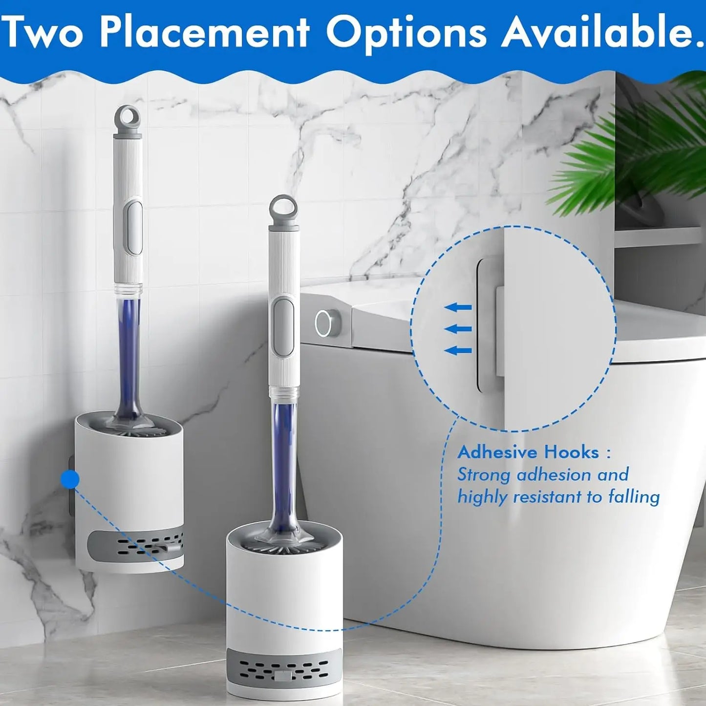 Refillable Toilet Brush with Detergent – Wall-Mounted Long Handle Silicone TPR Brush for Corner Cleaning, Bathroom Tool