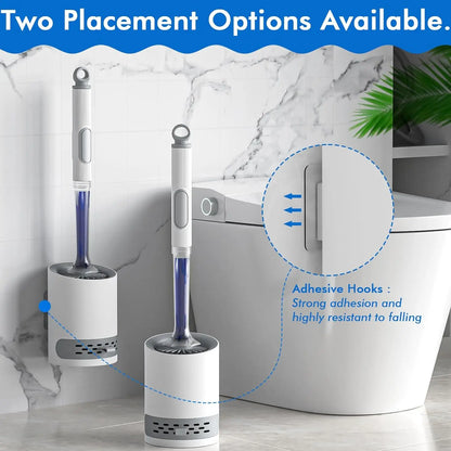 Refillable Toilet Brush with Detergent – Wall-Mounted Long Handle Silicone TPR Brush for Corner Cleaning, Bathroom Tool