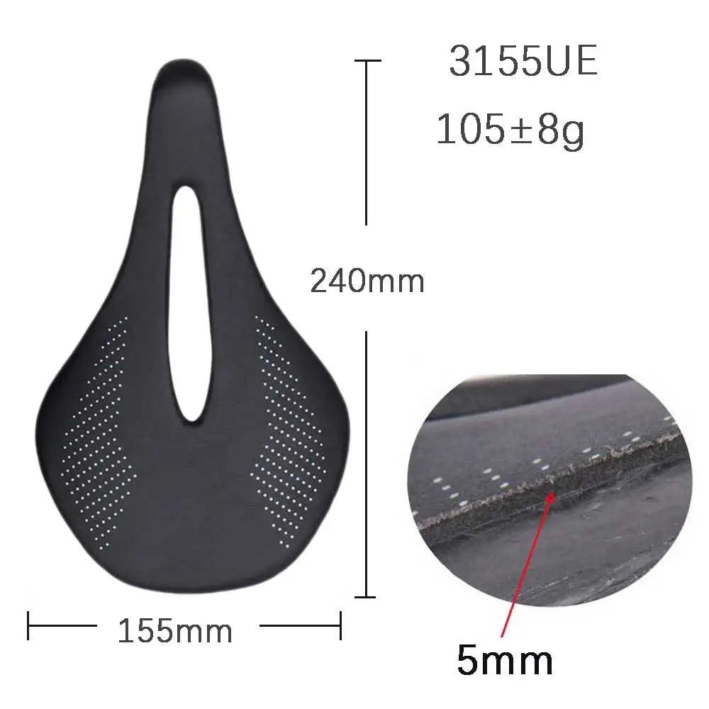 Elitaone MTB Carbon Saddle — 240x143mm Road Bike Seat | Super Light 90g UD Bare Carbon Finish