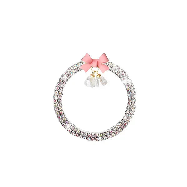 Rhinestone Bow Car Start Button Trim - Sparkling Diamond Decorative Ring Protective Cover for Auto Accessories