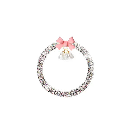 Rhinestone Bow Car Start Button Trim - Sparkling Diamond Decorative Ring Protective Cover for Auto Accessories