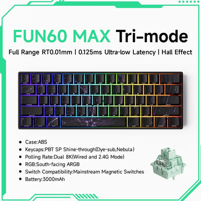 Akko MonsGeek FUN60 60% Mechanical Gaming Keyboard – Magnetic Switch, 8K Rapid Trigger, ARGB HE/TMR Custom Keyboard