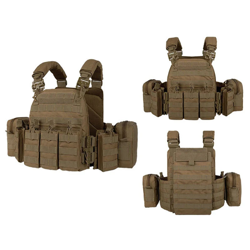 YAKEDA 6094 Tactical Vest – Lightweight Quick Release Combat Plate Carrier, 1000D Nylon Molle Hunting Vest in Black