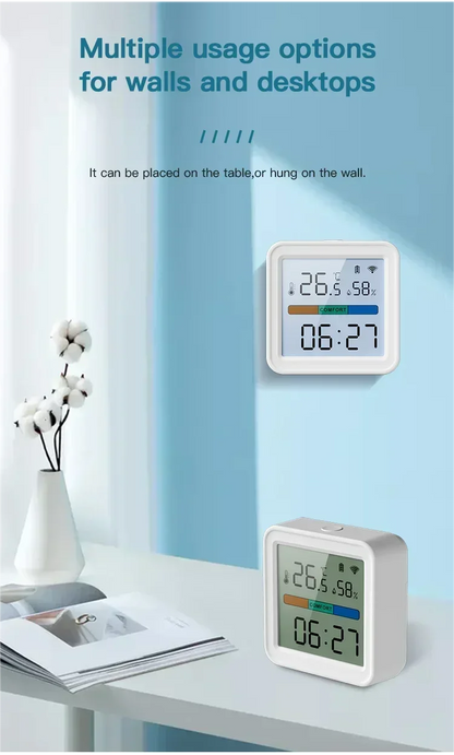 Tuya WiFi Temperature & Humidity Sensor — Smart Life Backlight Hygrometer Thermometer, Compatible with Alexa & Google Home