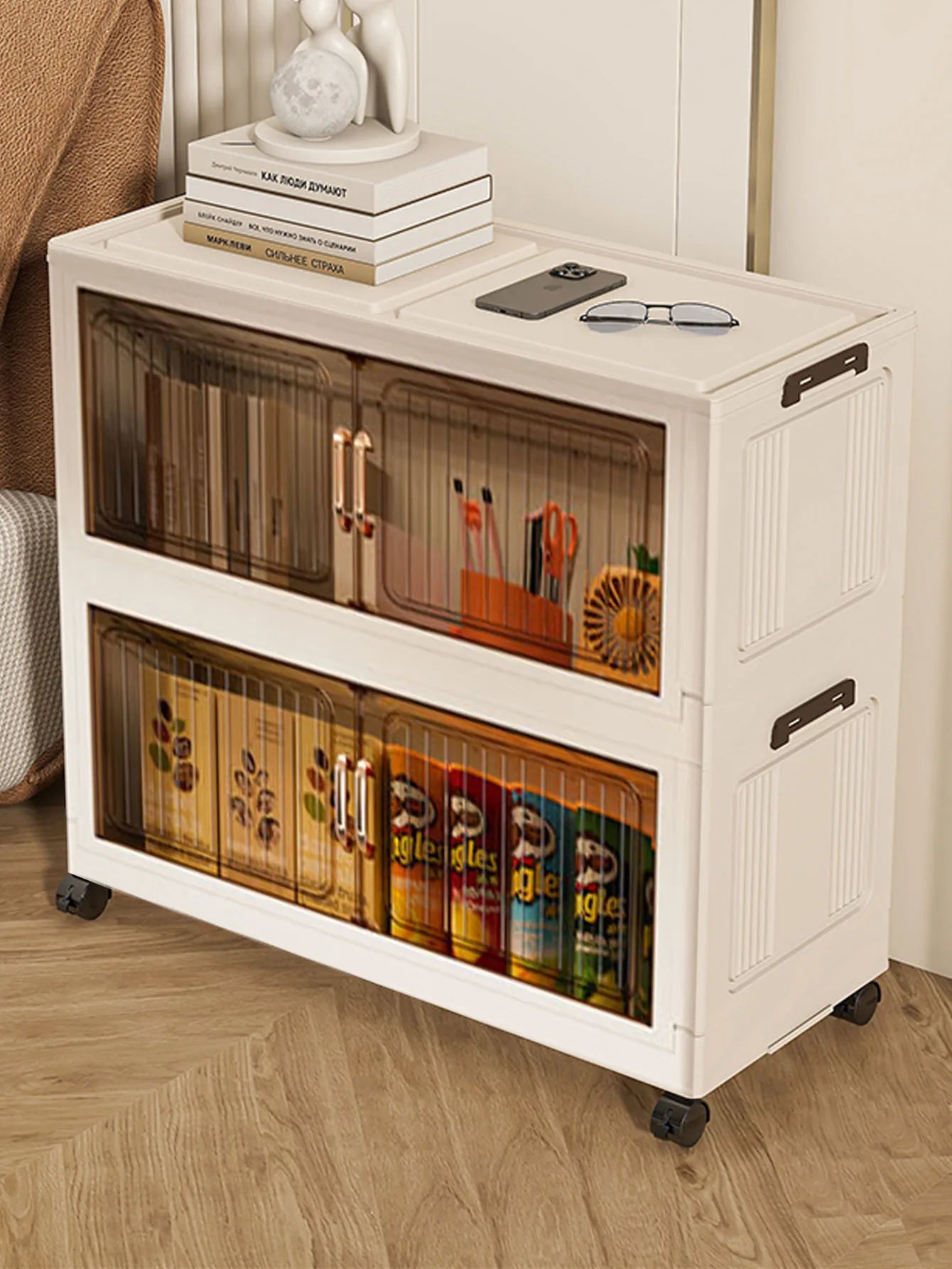 Installation-Free Foldable Storage Cabinet – Plastic Organizer for Kids’ Clothes & Snacks