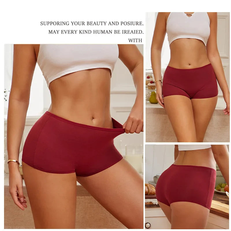 New Women’s Cotton Seamless Sports Panties – Solid Color Boxers, Cozy Lingerie Underwear XS-XL