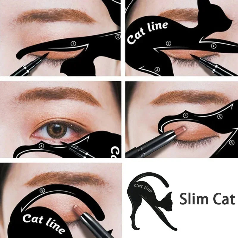 2pcs Cat-Eye Eyeliner Stencil Set – Eyeliner Stamp Templates for Precise Makeup Application