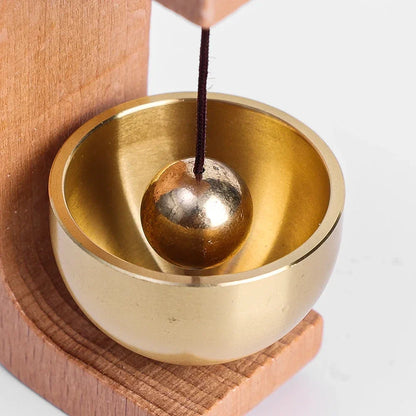 Magnetic Wooden Doorbell - Solid Brass Wind Chimes, Wireless Hanging Doorbell, Japanese Style Garden Pendant & Home Decor